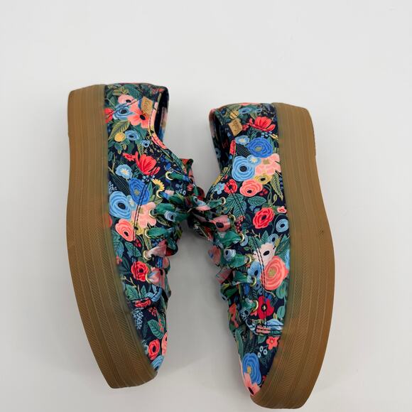 Keds x Rifle Paper Co. Womens 7.5 Colorful Satin Floral Platform Sneakers Shoes - Picture 8 of 12